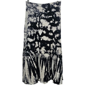 Tryst Maxi Skirt Women's Size M Black Tie Dye Cotton USA Hippie Flowy Boho